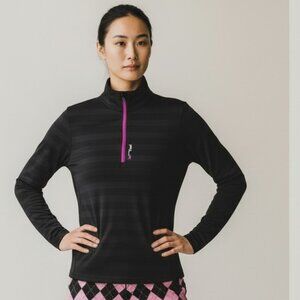 RLX Ralph Lauren Golf Quarter-Zip Pullover Black Pink Accent XL Performance Top